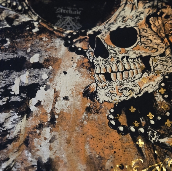 Graphic Skull T-Shirt with Beaded Design - Picture 1 of 2
